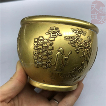 Spring Summer Autumn Winter Pure Bronze Silver Plated Silver Small Vat Cup Tea Bowl Bronze Ware Retro Nostalgic and Play Handicraft Swing pieces collection