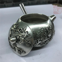 Pure copper point gold plated silver Silver Bowl Side Pot Teapot Teapot Tea Bowl Kongfu Tea Furniture Table Pendulum retro Wen Play Collection
