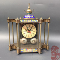 Pure copper enamel Caijing Tae-blue seat clock Machinery table Previous clockwork Chord Alarm Clock Atlantic Table Ancient Play Props Collection