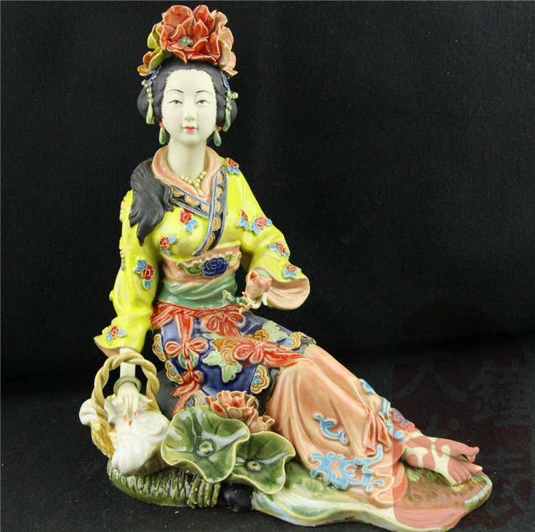 Shiwan doll Classical figure Four Beauties Porcelain man Shih Tzu handmade ceramic lady sculpture handicraft decoration