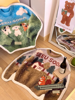SEEUSODA｜原创趣味可爱卡通毛衣地毯卧室床边毯挂毯节日礼物