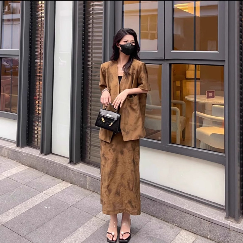 French Celison Kloe Silk Suit Set for Women 2026 Summer New Style Skirt Two-Piece Set for Plus Size Women
