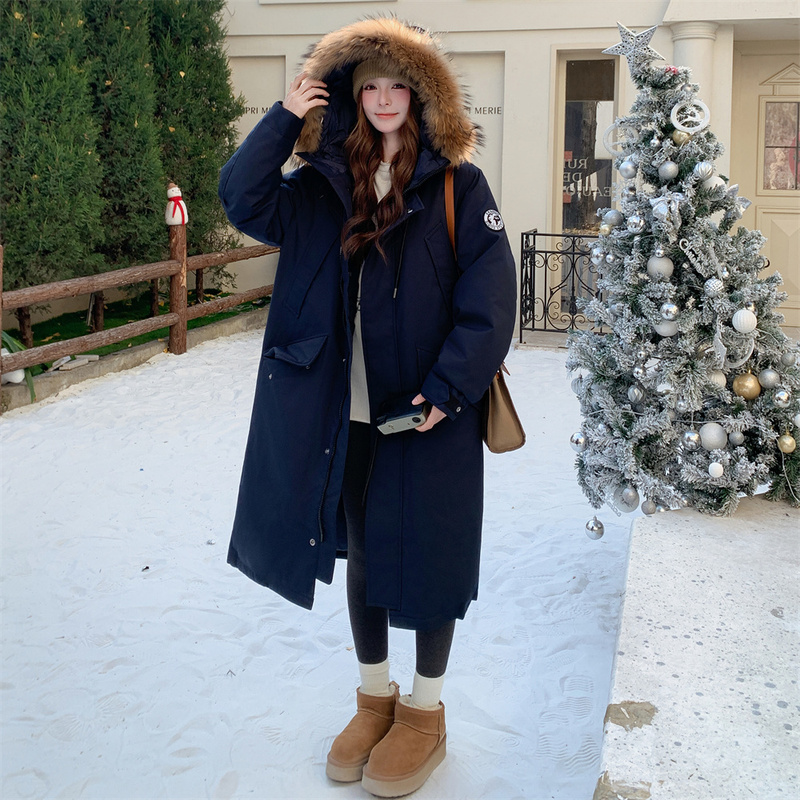 Celison Kloe Hooded Fur Collar Long White Duck down Jacket for Women 2025 Winter New Style Over-The-Knee Warm Coat Celison Kloe Hooded Fur Collar Long White Duck down Jacket for Women 2025 Winter New Style Over-The-Knee Warm Coat
