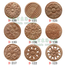 European wood carving applique solid wood door heart flower round carved decorative wood carving flower piece round flower disc patch