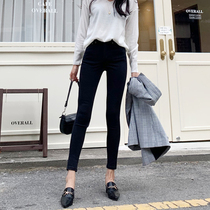 High waist black jeans female size fat mm spring and autumn 2021 New Nine points small feet stretch thin 200 Jin