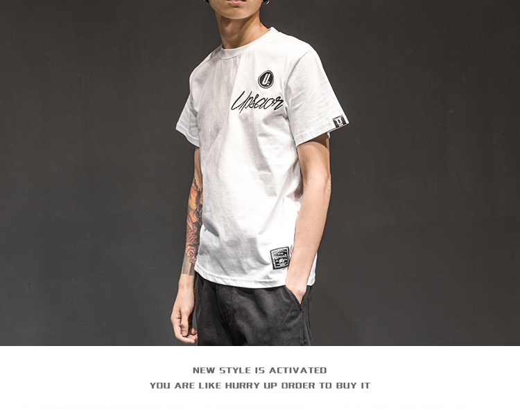 Thương hiệu Tide chính hãng thêu chữ ngắn tay áo thun nam Nhật Bản đơn giản cổ tròn mùa hè cotton đáy áo thun Hàn Quốc áo polo nam hàng hiệu