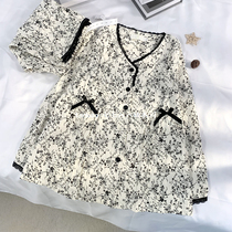 Spring and summer thin double layer gauze cotton lunar subsuit 4 breathable 5 suction perspiration pregnant woman Maternity breastfeeding Breastfeeding Hospitalized Home