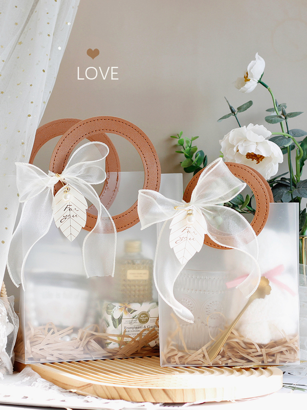 High-End Frosted Handbag, Transparent Pvc Gift Bag, Wedding Birthday Candy Box Bag, Bridesmaid Gift Bag
