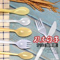Disposable spoon plastic separate packaging commercial milk tea shop small spoon extended small fork spoon single takeaway rice spoon