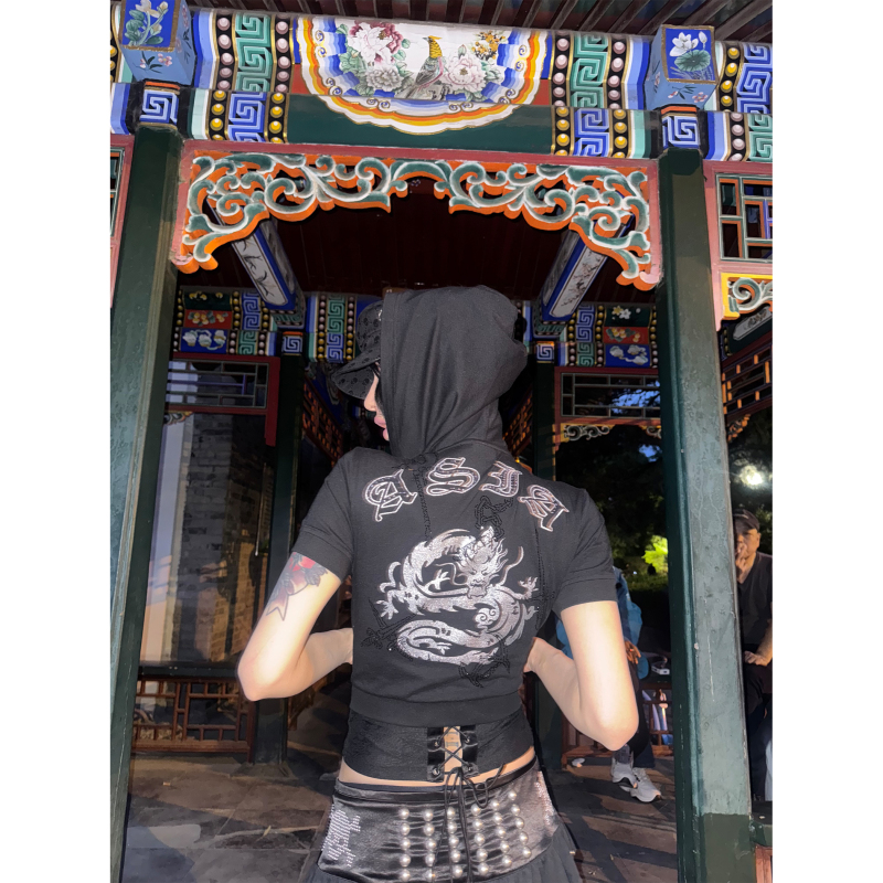 Fourforty G2 Hoodie Girl Group Style Outfit Printed Short-Sleeved T-Shirt Hooded Cardigan Fourforty G2 Hoodie Girl Group Style Outfit Printed Short-Sleeved T-Shirt Hooded Cardigan