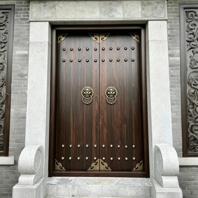 Pineapple Lattice Main Door, Chinese-Style Villa Courtyard Door, Solid Wood Antique-Style Double Door, Courtyard Entrance Door, Self-Built House Solid Wood Door