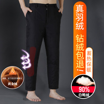 Middle-aged and elderly thickened deep file fatened thickened down pants windproof men and women wear small feet down cotton pants men cold-proof