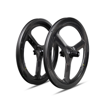 2021 3K diagonal grain 20 inch 20inch 406 25mm Carbon fiber folding wheel set disc brake BMX