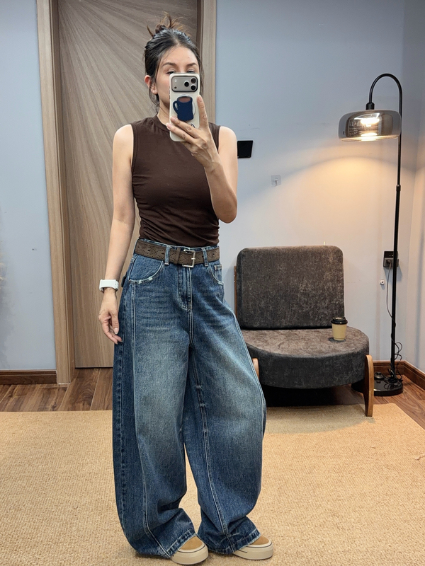 Jeans 57823 Autumn 2026 New High-Waisted Non-Stretch Loose Fashion Wide-Leg Scimitar Jeans Long Pants for Women F