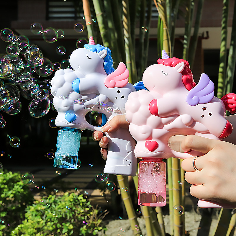 Children's automatic blowing bubble machine toy boys and girls net red with no leakage electric unicorn bubble gun