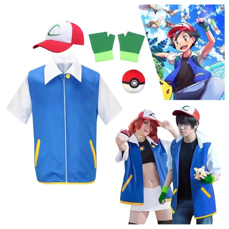 Pokemon Cosplay Costume Men's Clothing Kidsren's Ash Ketchum Cos Clothes Jacket Pokemon Sweatshirt for Boys Pokemon Cosplay Costume Men's Clothing Kidsren's Ash Ketchum Cos Clothes Jacket Pokemon Sweatshirt for Boys