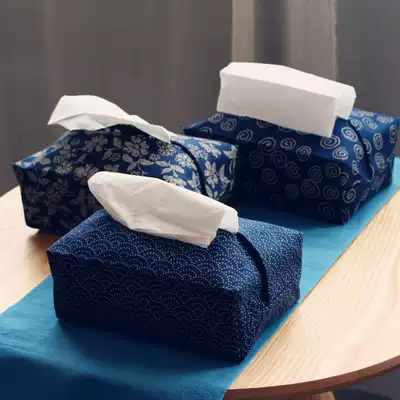 Original Japanese-style bronzing printed fabric tissue cover Tissue bag removable toilet paper bag Retro toilet paper box Tissue paper bag tissue box