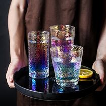 Handmade colorful hammer glass rainbow water Cup Japanese cup tea cup tea cup beverage cup transparent glass household