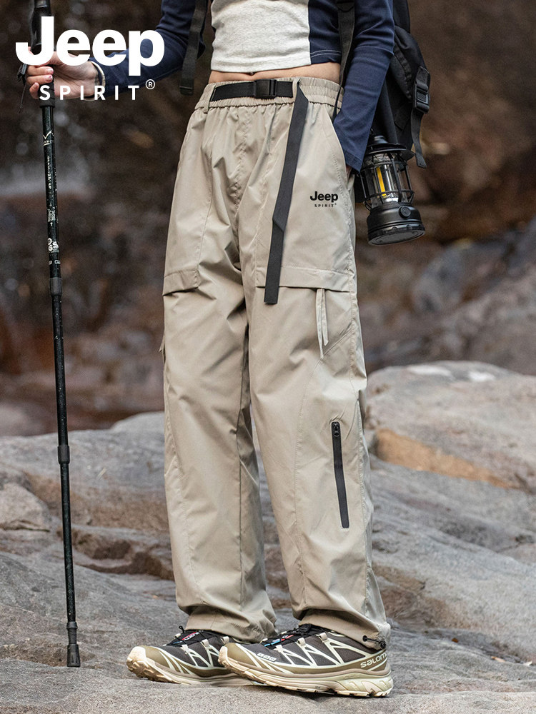 JEEP SPIRIT冲锋裤女春秋小个子户外登山运动裤防风防水工装裤子