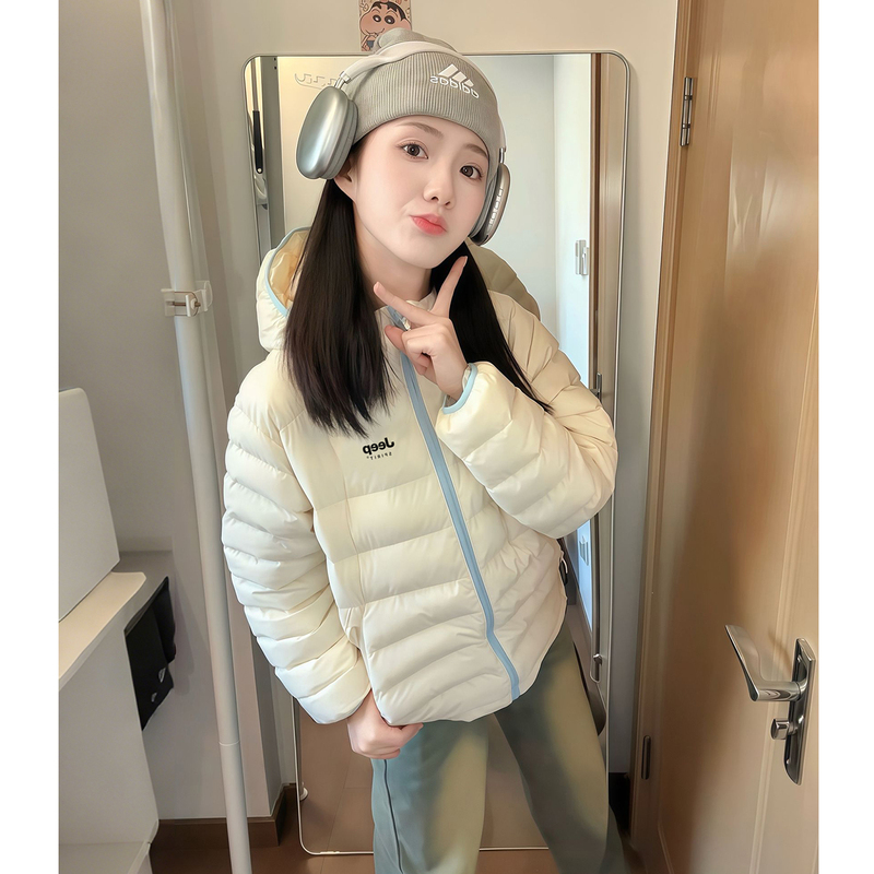 Jeep down Jacket for Women, Winter 2026 New Style, Windproof, Very Stylish, Lightweight Duck down Hooded Coat for Petite Figures