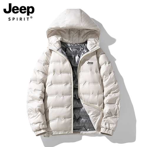 JEEP SPIRIT Демисезонный пуховик, короткая бархатная толстовка с капюшоном, утиный пух