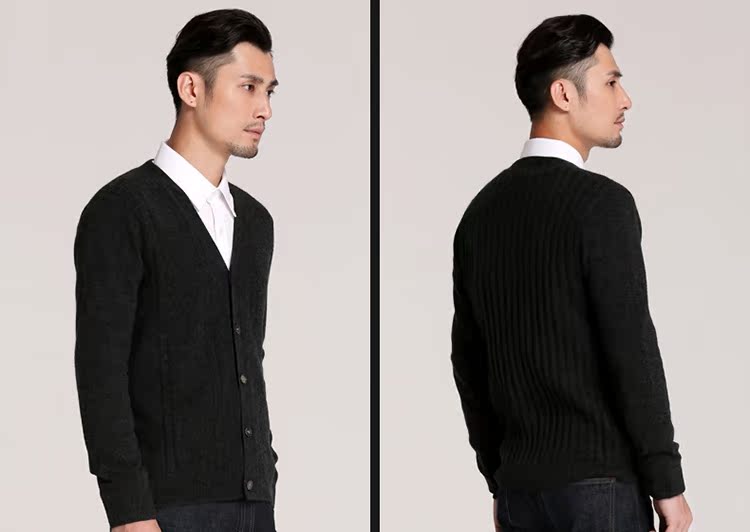 Di kangra / Dekaijia mùa thu và mùa đông nam cashmere áo len kinh doanh giản dị áo len cổ chữ V đan áo len - Áo len áo len đẹp