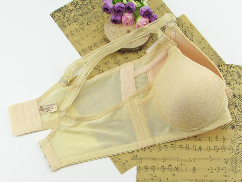 Authentic Yi Hao Meng 201 phần mỏng kích thước lớn không có vòng thép không xương bát tròn Đồ lót xác ướp B cup bra 5 miếng quần lót