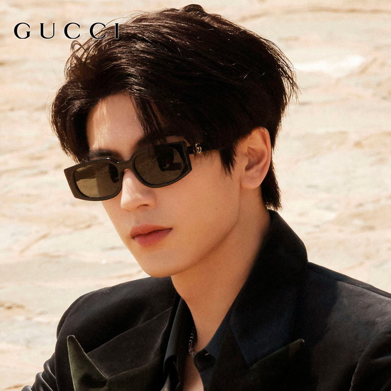Gucci Sunglasses for Women, Same Style as Zhang Linghe, Square Black Frame, Material Gg1534S, Driving Sunglasses for Men