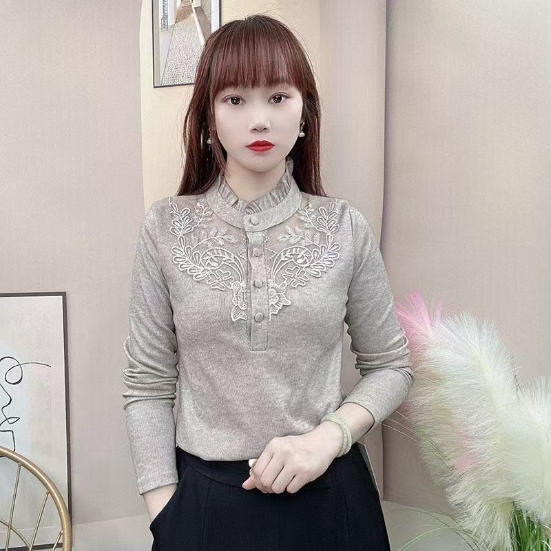 2026 Spring New Half-Turtleneck Lace Elegant Versatile Long-Sleeve Shirt for Women, Age-Reducing Design Base Shirt for Women 2026 Spring New Half-Turtleneck Lace Elegant Versatile Long-Sleeve Shirt for Women, Age-Reducing Design Base Shirt for Women