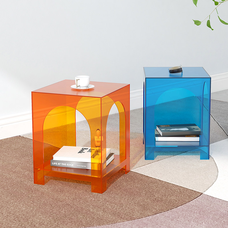 Small apartment net red design sense removable color acrylic table light luxury new creative storage sofa side table