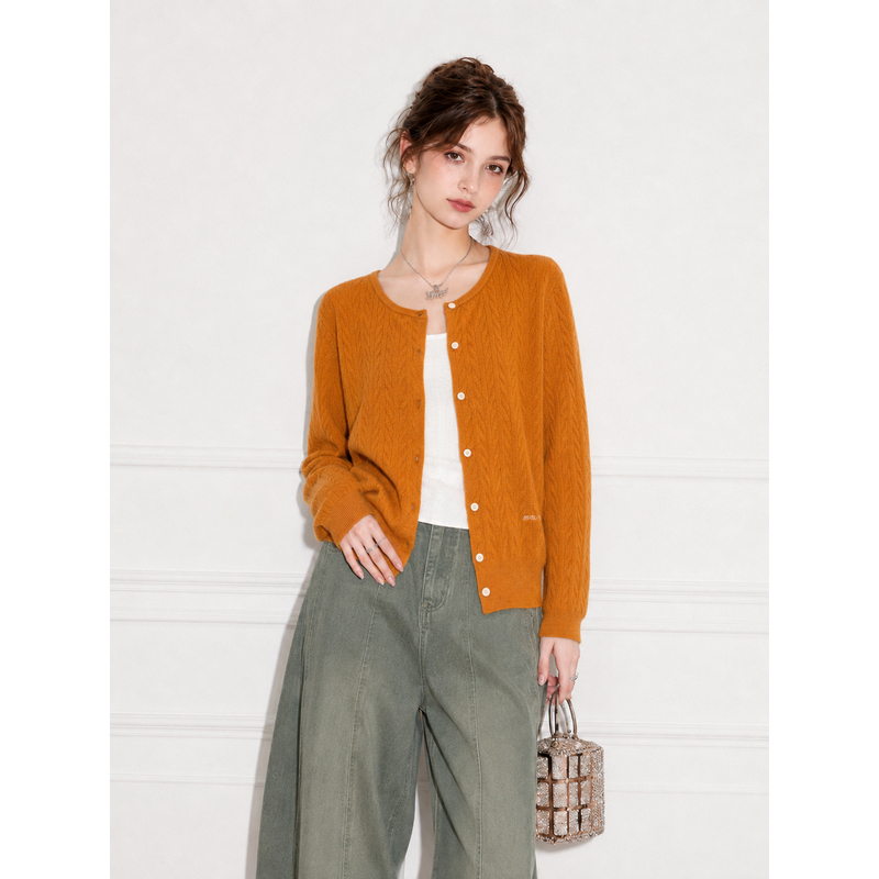 New Stylish Dopamine Orange Knit Cardigan Autumn Women's Long-Sleeve Regular Shoulder Warm Jacket Top New Stylish Dopamine Orange Knit Cardigan Autumn Women's Long-Sleeve Regular Shoulder Warm Jacket Top