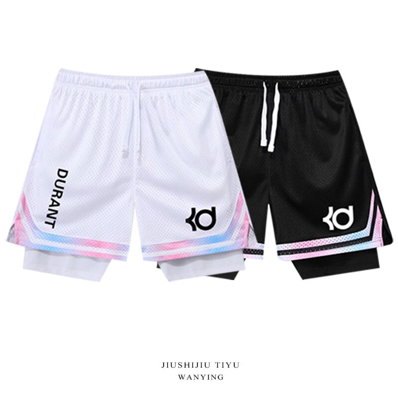 Fake Two-Piece Durant Basketball Shorts American-Style Shorts with Inner Lining Training Nets Sports Quick-Drying Student Children's Boys