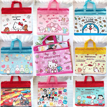 Cartoon document bag Childrens student tutoring bag Storage bag Snoopy Gemini pudding dog double layer portable A4 bag