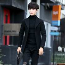 Windbreaker mens thickened short coat autumn and winter 2018 new Korean version slim wool coat tide