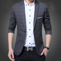 Spring and autumn thin casual suit Male youth Korean version slim mens small suit male business leisure large size jacket