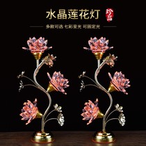 For the lamp Crystal led crystal Seven color glazed lotus lamp Guanyin lamp Guanyin lamp Three pint of electricity