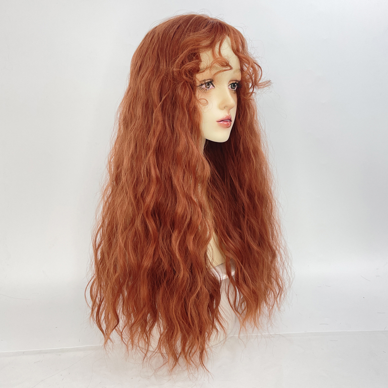Wool Curly Wig, Dirty Orange Full Wig for Women, Lolita Long Curly Hair, Orange-Red, Orange-Brown, Orange Lolita Color