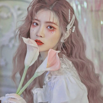 Wig Woman Thin Vines Color split Liu Haibubble noodles Volume sweet and feminine Princess Hairstyle Fluffy Roll Hair Full Headgear