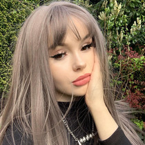 Water Dance Wig Woman Lock Bone Hair long Fat Air Liu Hai Straight hair Grey Pink Mesh Red Co-Breathable Full Headgear