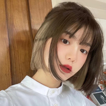 Wig woman Summer short hair brown pick and dye full headgear Net Red Shuai One-size-fits-all Brooder Wave Head Hanging Ear Dyeing Hair Type