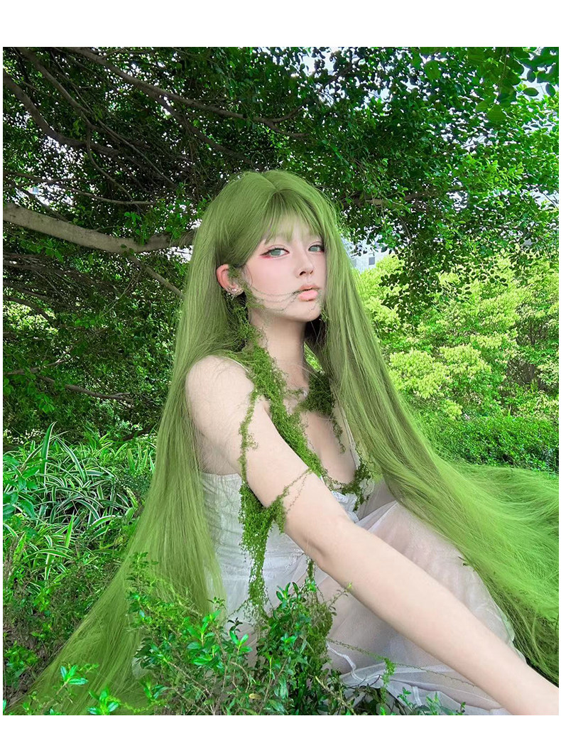 Green Extra-Long 130cm Straight Wig Full Cover - Taobao product photo 7