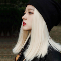 Water dance Milk White Golden Wig Woman in Long Direct Hair Day Ensemble Young Girl Jk Zi Liu Hai Light Color Lolita Full Headgear Style