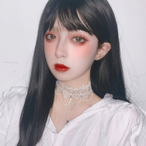 Water Dance Wig Black Air Liu Hai Straight Hair Sweet And Cute Student Head Black Long Straight Net Red Total Headgear Temperament