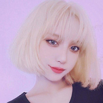 Wig female blonde short hair Korean girl short straight hair invisible wig hair set round face cute Net red collarbone hair