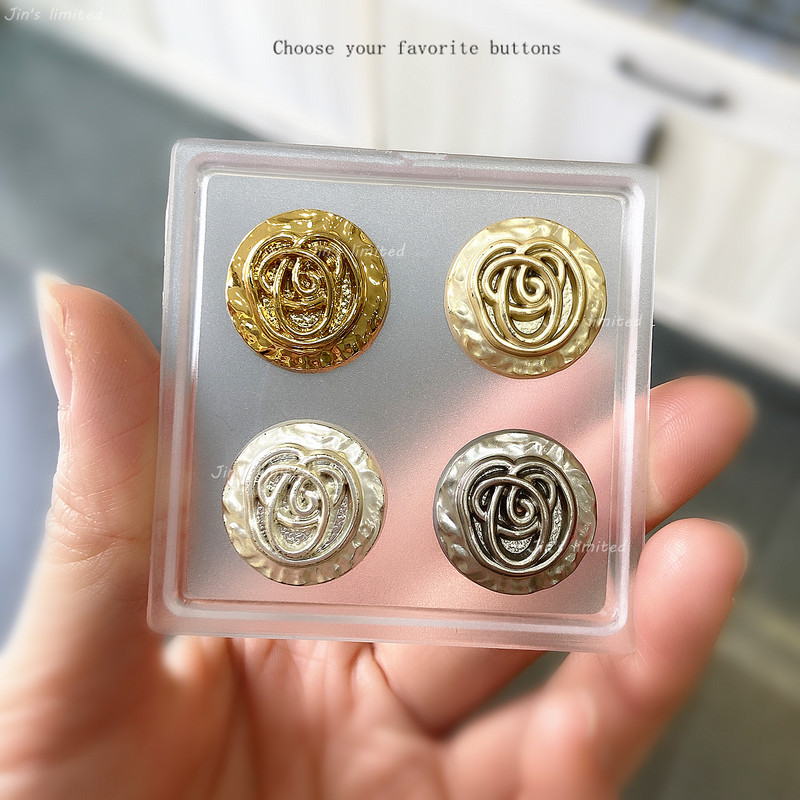 Embossed Metal High-End Exquisite Sweater Cardigan Tweed Button Coat Trench Coat Men's and Women's Suit Jacket Decorative Buttons