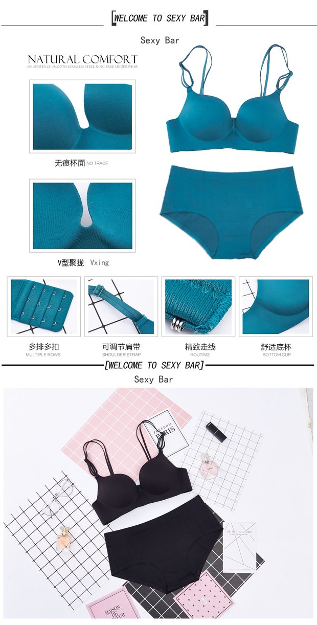 Mùa thu và mùa đông gợi cảm một mảnh liền mạch không có vành nhỏ ngực tập hợp áo ngực rắn màu mỏng vành đai ít đồ lót phụ nữ bikini đi biển đẹp
