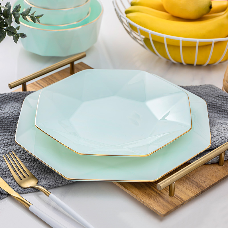 Jingdezhen tableware up phnom penh celadon deep dish diamond ceramic disc continental plate household creative ipads porcelain anise 0
