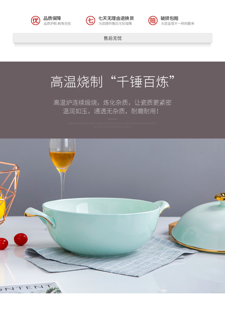 Ipads porcelain ceramic pot big white household ears lead - free soup pot soup bowl with cover in clay pot soup bowl tableware up phnom penh celadon pot