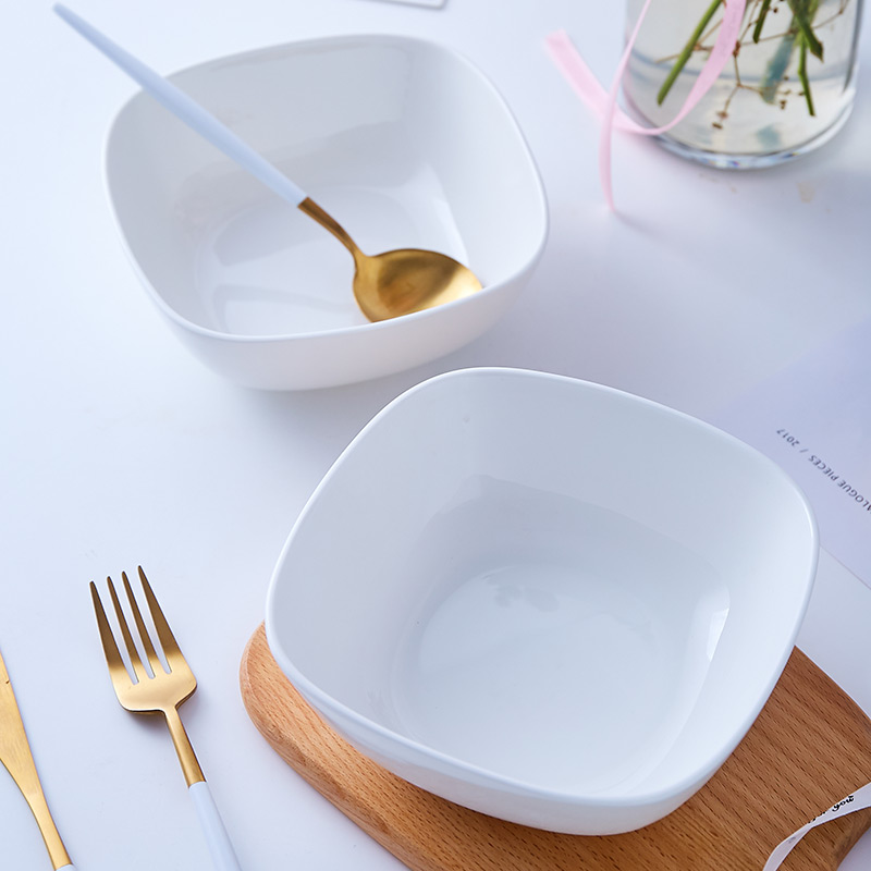 Creative jingdezhen ceramic bowl of salad bowl ipads porcelain white household sifang rainbow such as bowl bowl move microwave oven is available
