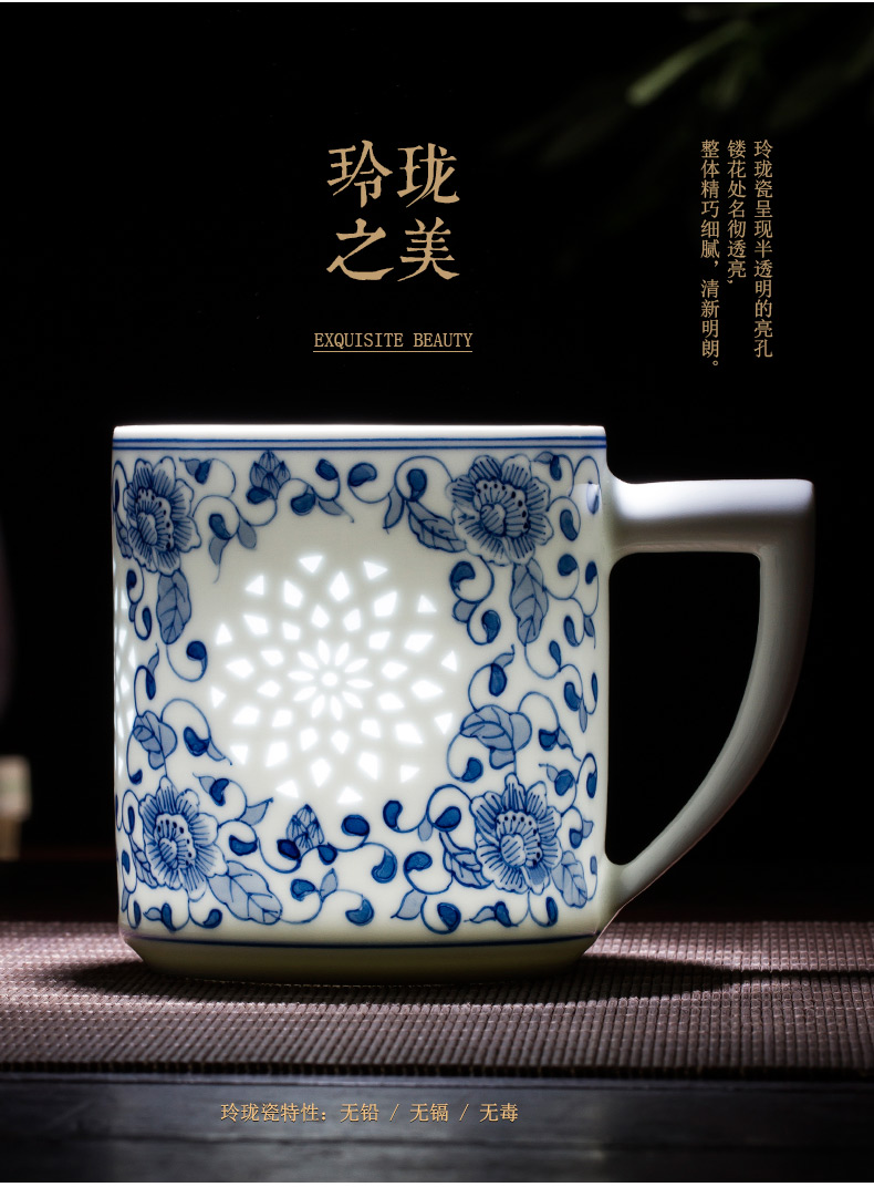 The Is rhyme of jingdezhen blue and white and exquisite glaze ceramic cup hand - made color tea cup work under the boss gift cup China cups